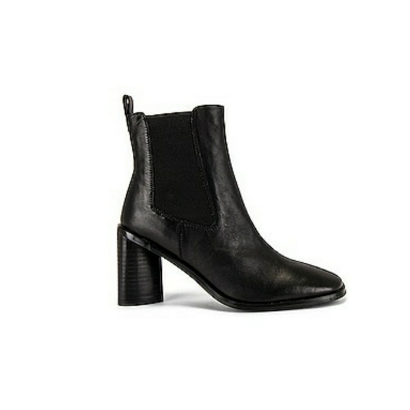 Tony Bianco Shoes - REVOLVE Saddie Gore Pull Tab Stacked Leather Bootie in Black Como Tony Bianco